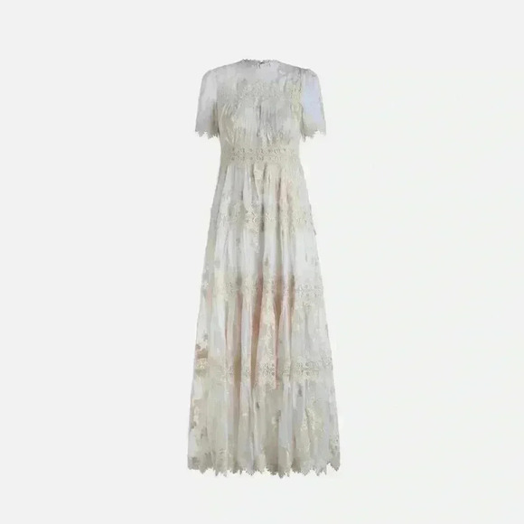 Zimmermann Tropicale Antique Maxi Dress Gown Lace Embroidered Silk Ivory 1 RARE! - Picture 6 of 9